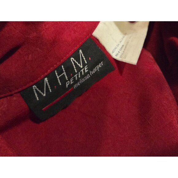 VTG MHM Mellisa Harper Red Dress & Jacket Set Size 10 Petite Side Slits - Picture 5 of 16